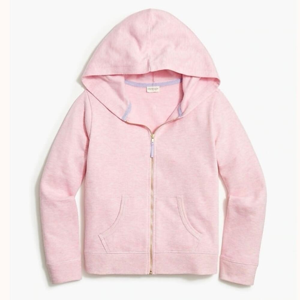 J.Crew Crewcuts Girl's Full Zip Cotton Blend Hoodie Heather Peony Pink Sz XL NWT
